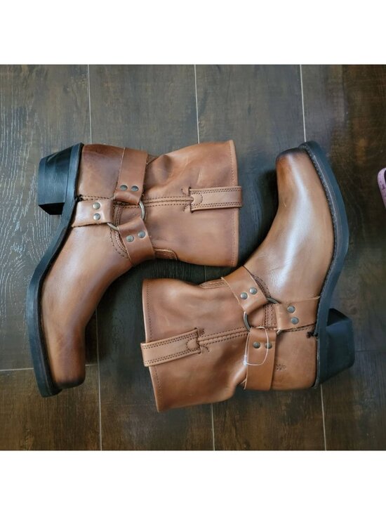 NEW Frye Harness 8R Boots Rustic Western Biker Heritage Brown Leather Mens 10 main image 10